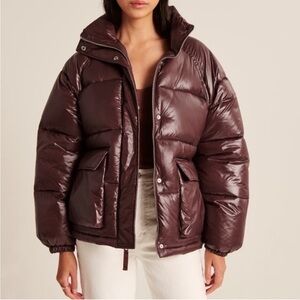 Abercrombie dark brown utility puffer
